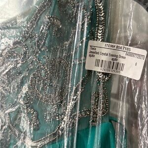 Theia Teal and Silver Maxi Dress